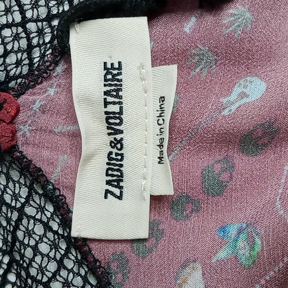 Zadig & Voltaire Risty Psyche Mixed Print Midi Dress In Wine Size Small - Picture 8 of 14